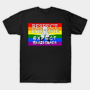 Respect Exsistence or Expect Resistance, Two-Spirit Pride Flag T-Shirt